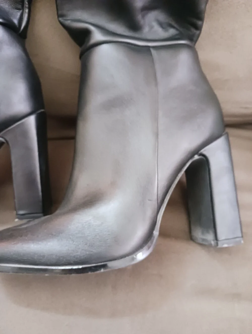 Classic Black Knee-High Heeled Boots - Women